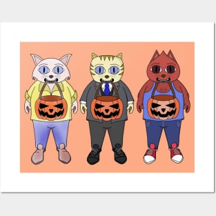 Three feline friends ready for Halloween Posters and Art